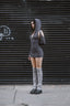 THERIBBED HOODIE MINI DRESS